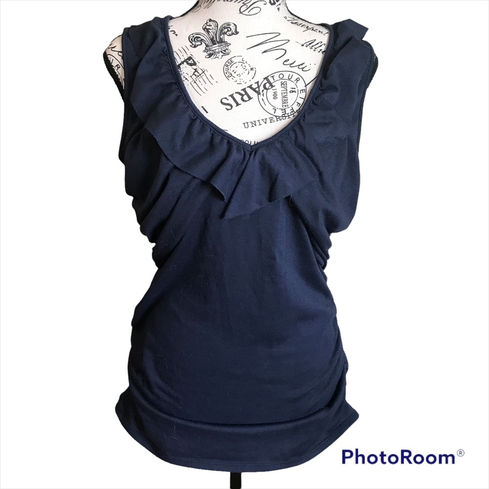 Maurices | Women’s Blue Sleeveless V Neck w/Ruffles | Large
